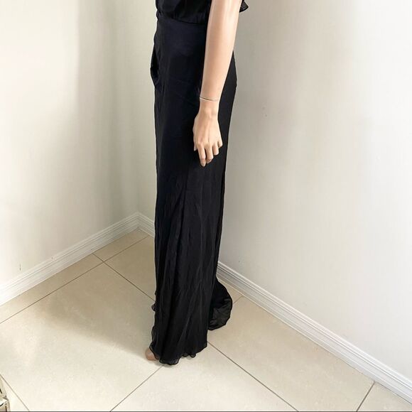 Carmen Marc Valvo Collection Black  Silk Maxi Gown 4 - Picture 8 of 11